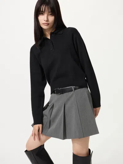 Uniqlo Women's Smooth Cotton Polo Sweater Black Large  Us