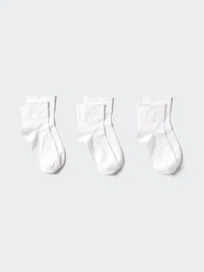 Uniqlo Women's Socks 3 Pairs White Us W 7.5-10  Us