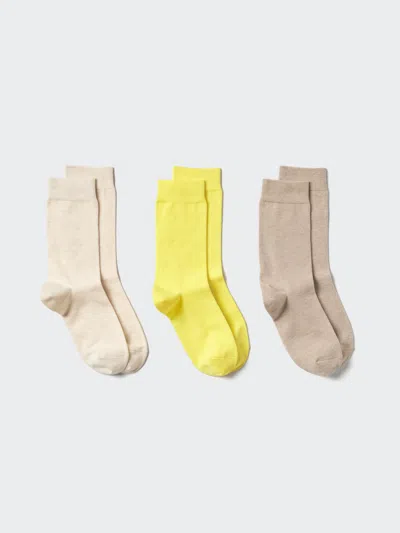 Uniqlo Women's Socks 3 Pairs With Deodorizing Beige Us W 7.5-10  Us In Multi