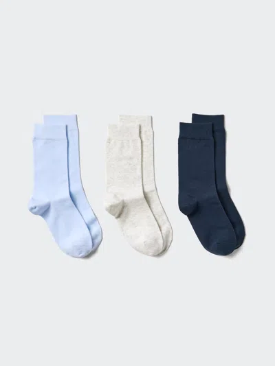 Uniqlo Women's Socks 3 Pairs With Deodorizing Light Blue Us W 7.5-10  Us In Multi