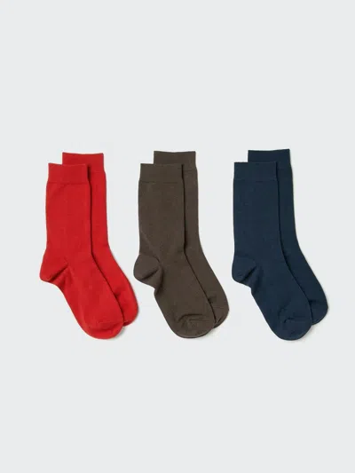 Uniqlo Women's Socks 3 Pairs With Deodorizing, Red, Us W 7.5-10 In Multi