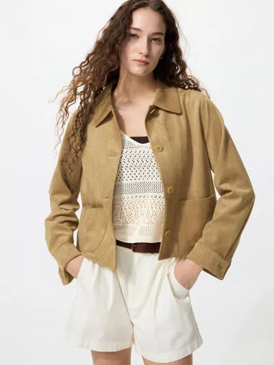 Uniqlo Women's Soft Brushed Short Jacket Beige 2xl Denim  Us In Multi