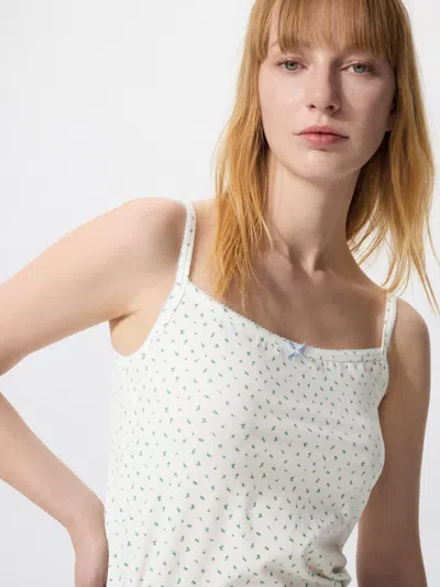 Uniqlo Women's Soft Modal Camisole Flower, Off White, 2xl In Multi