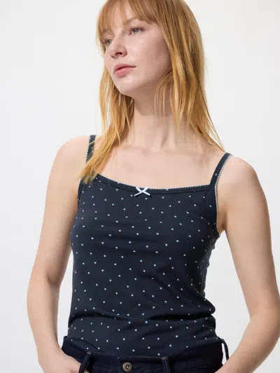 Uniqlo Women's Soft Modal Camisole Heart, Navy, 2xl In Animal Print