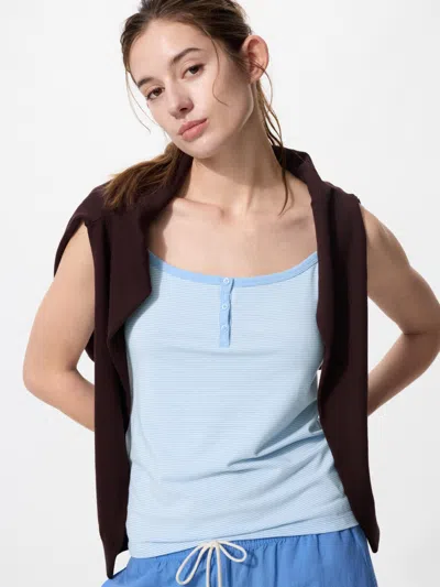 Uniqlo Women's Soft Modal Camisole Stripe, Blue, 2xl In Multi