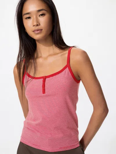 Uniqlo Women's Soft Modal Camisole Stripe, Red, 2xl In Animal Print
