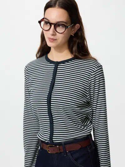 Uniqlo Women's Soft Ribbed Cardigan Striped Navy 2xl  Us In Black
