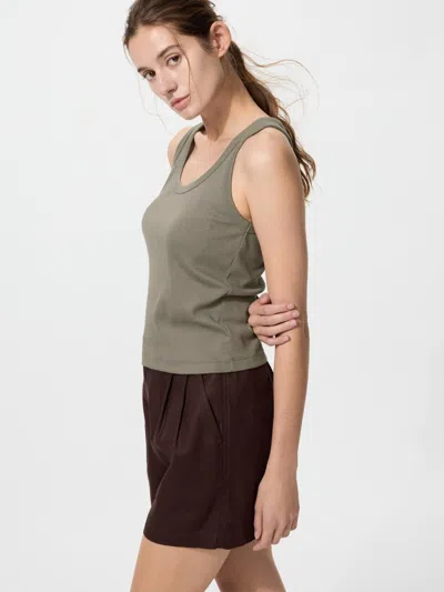 Uniqlo Women's Soft Ribbed Tank Top Brown Xl  Us