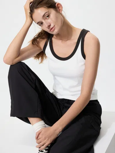 Uniqlo Women's Soft Ribbed Tank Top Ringer Off White Xl  Us