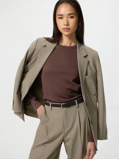 Uniqlo Women's Soft Ribbed T-shirt Long Sleeve, Brown, 2xs
