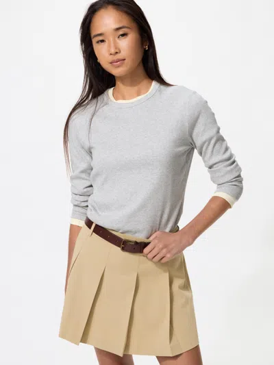 Uniqlo Women's Soft Ribbed T-shirt Long Sleeve Light Gray Xl  Us