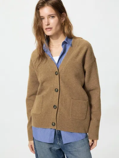 Uniqlo Women's Souffle Yarn Relaxed Cardigan, Brown, Xs