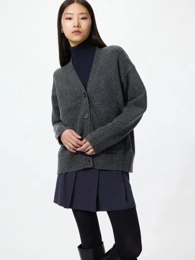 Uniqlo Women's Souffle Yarn Relaxed Cardigan, Dark Gray, 2xs