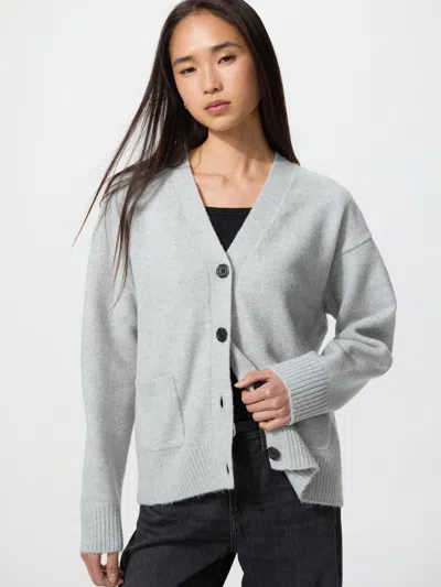 Uniqlo Women's Souffle Yarn Relaxed Cardigan, Light Gray, 2xs