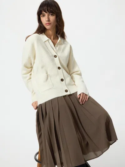 Uniqlo Women's Souffle Yarn Relaxed Cardigan, Off White, 2xs In Neutral