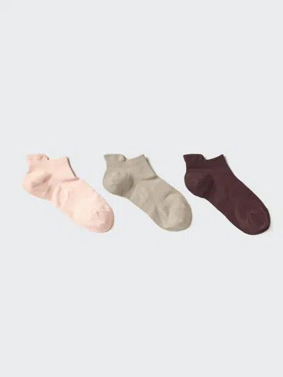 Uniqlo Women's Sport Short Socks 3 Pairs, Pink, Us W 7.5-10 In Multi