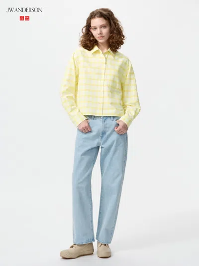 Uniqlo Women's Straight Jeans Short Blue 34 Inch 100% Cotton  Us In Brown