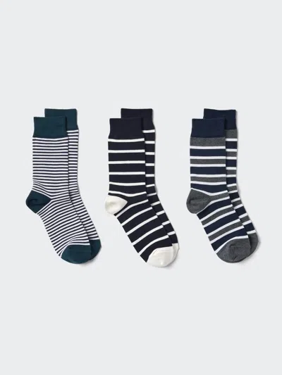 Uniqlo Women's Striped Socks 3 Pairs Dark Green Us W 7.5-10  Us