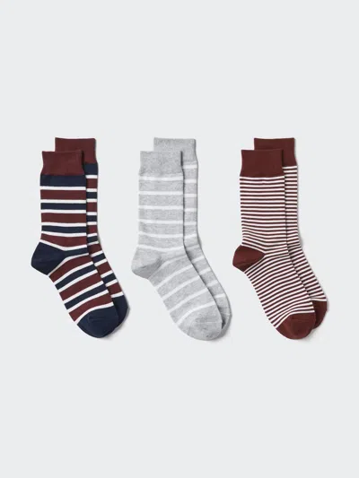 Uniqlo Women's Striped Socks 3 Pairs Navy Us W 7.5-10  Us In Blue