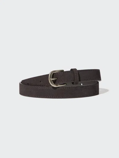 Uniqlo Women's Suede Long Belt, Dark Brown, Medium