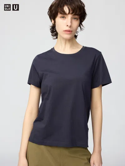 Uniqlo Women's Supima Cotton T-shirt Navy Xl  Us In Blue