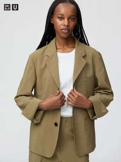 Uniqlo Women's Tailored Jacket Olive Small  Us In Green