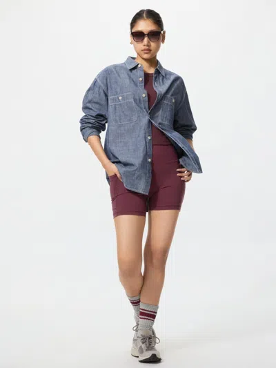 Uniqlo Women's Ultra Stretch Active Biker Shorts, Wine, 2xl In Burgundy