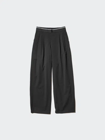 Uniqlo Women's Ultra Stretch Active Wide Pants Line, Black, Large
