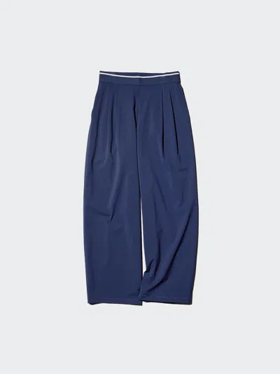 Uniqlo Women's Ultra Stretch Active Wide Pants Line, Navy, 2xl In Blue