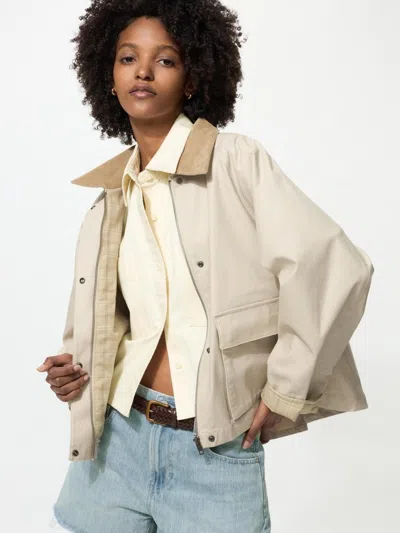 Uniqlo Women's Utility Short Jacket, Beige, Large In Sand