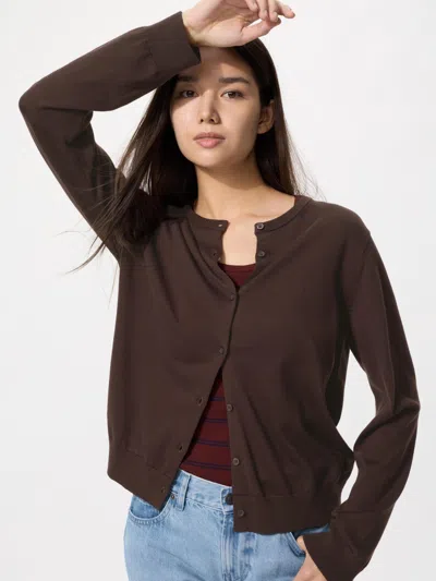 Uniqlo Women's Uv Protection Cardigan Dark Brown 2xl  Us
