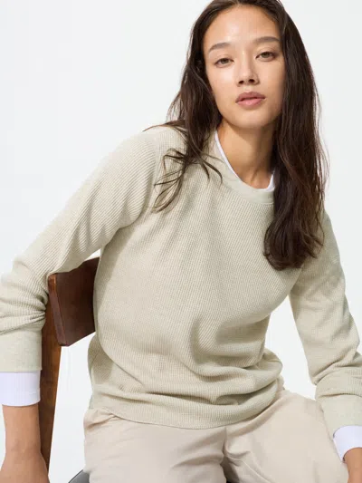 Uniqlo Women's Waffle T-shirt Natural Xl  Us In Brown