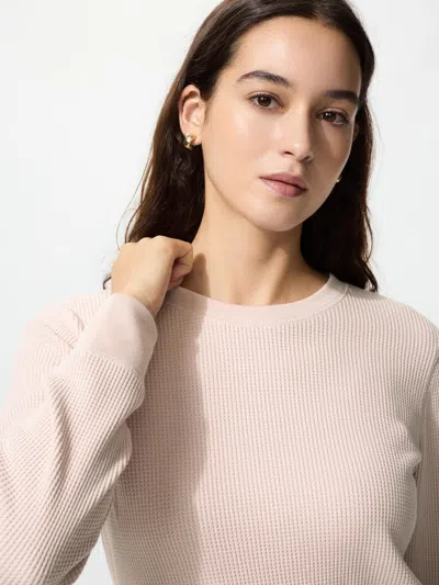 Uniqlo Women's Waffle T-shirt Pink Xl  Us