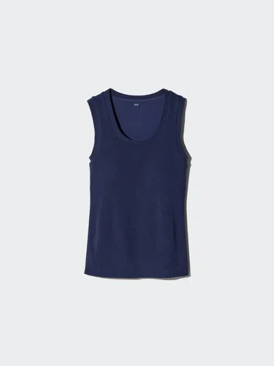 Uniqlo Women's Washable Knit Bra Top, Navy, Xl In Blue