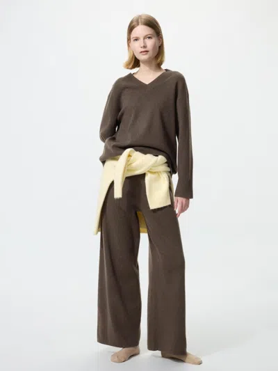 Uniqlo Women's Washable Knit Pants, Dark Brown, 2xs