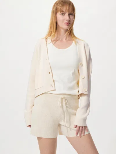 Uniqlo Women's Washable Knit Ribbed Shorts Natural Xl  Us In Multi