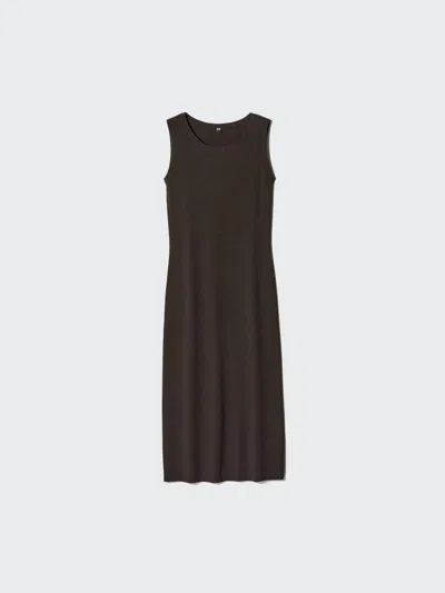 Uniqlo Women's Washable Ribbed Knit Dress, Dark Brown, Xs