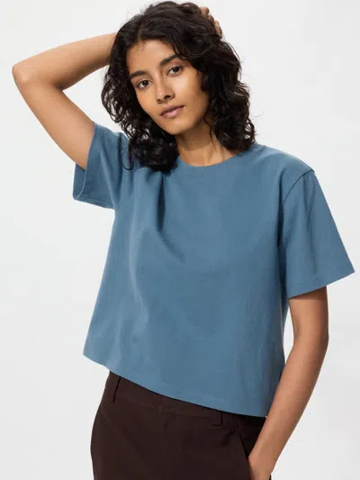 Uniqlo Women's Washed Cotton Boxy T-shirt Blue Xs  Us In Multi