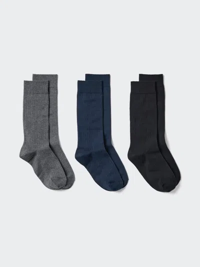 Uniqlo Women's Wide Ribbed Socks 3 Pairs With Deodorizing Dark Gray Us W 7.5-10  Us