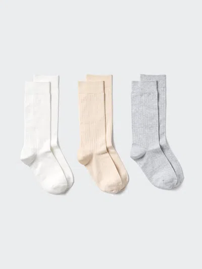 Uniqlo Women's Wide Ribbed Socks 3 Pairs With Deodorizing Off White Us W 7.5-10  Us