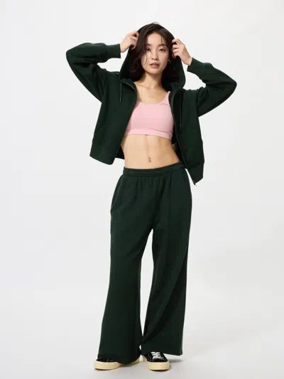 Uniqlo Women's Wide Sweatpants Dark Green 2xl  Us In Black