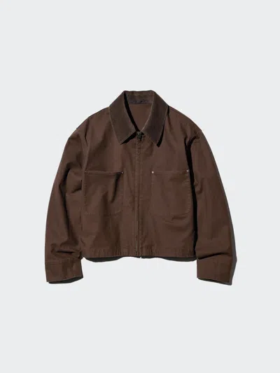 Uniqlo Women's Zip-up Short Jacket, Dark Brown, Xl In Multi