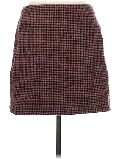 Pre-owned Uniqlo Wool Skirt In Burgundy