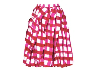 Pre-owned Uniqlo X Marni Women's Balloon Shape Check Skirt (asia Sizing) In Red