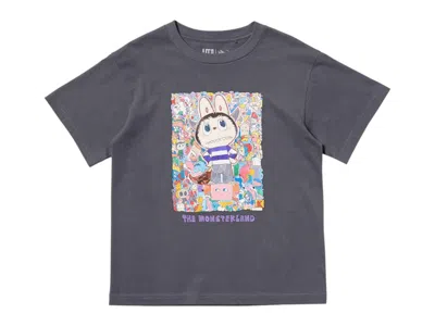 Pre-owned Uniqlo X Pop Mart The Monsters Kids Ut Graphic T-shirt In Dark Grey In Gray