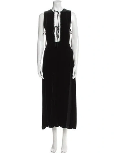 Pre-owned Unique Crew Neck Long Dress In Black