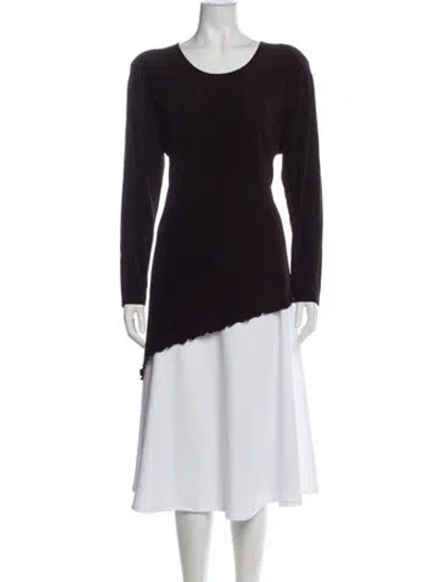 Pre-owned Unique Crew Neck Long Sleeve Tunic In Brown