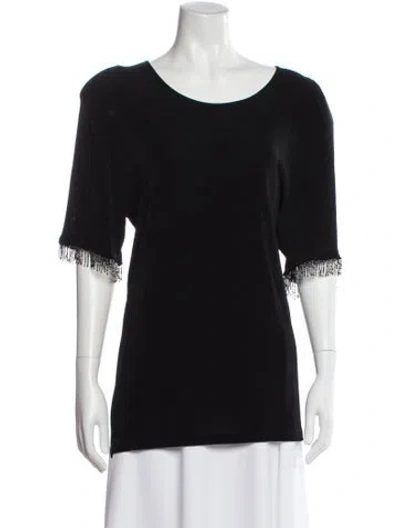 Pre-owned Unique Crew Neck Short Sleeve Top In Black