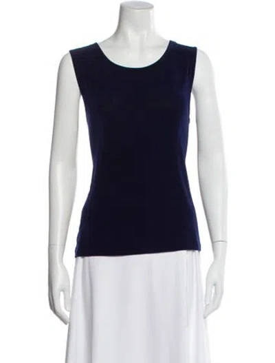 Pre-owned Unique Crew Neck Sleeveless Top In Blue