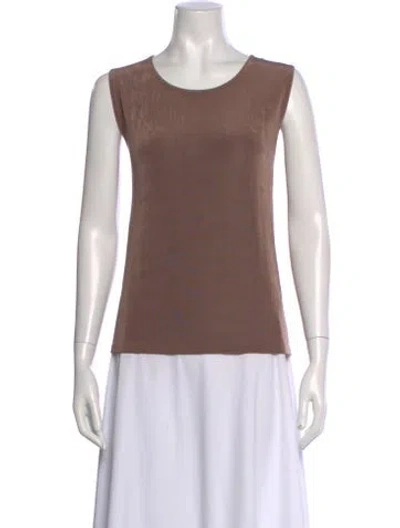 Pre-owned Unique Crew Neck Sleeveless Top In Brown